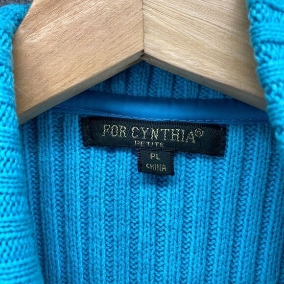 For Cynthia Quilted Jacket Women PL Petite Blue Full Zip High Neck Long Sleeve - Picture 5 of 9